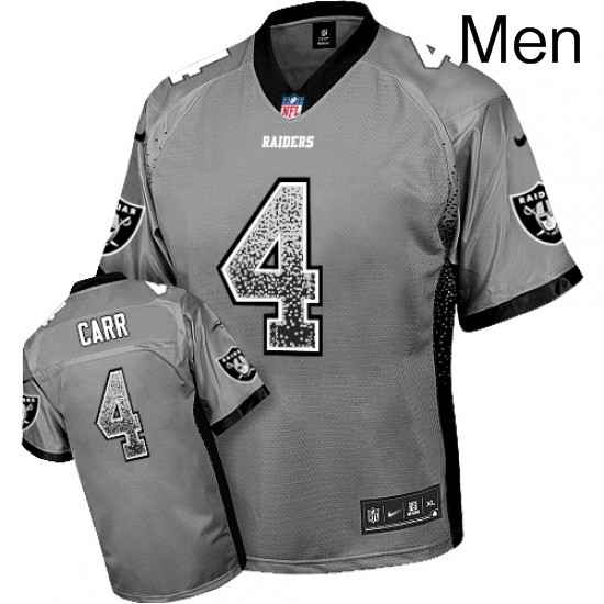Mens Nike Oakland Raiders 4 Derek Carr Elite Grey Drift Fashion NFL Jersey
